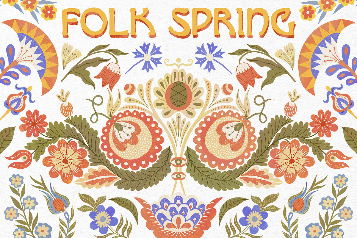 Folk Spring Illustrations, a Decorative Illustration by GVGraphics (Photo 1 of 14)
