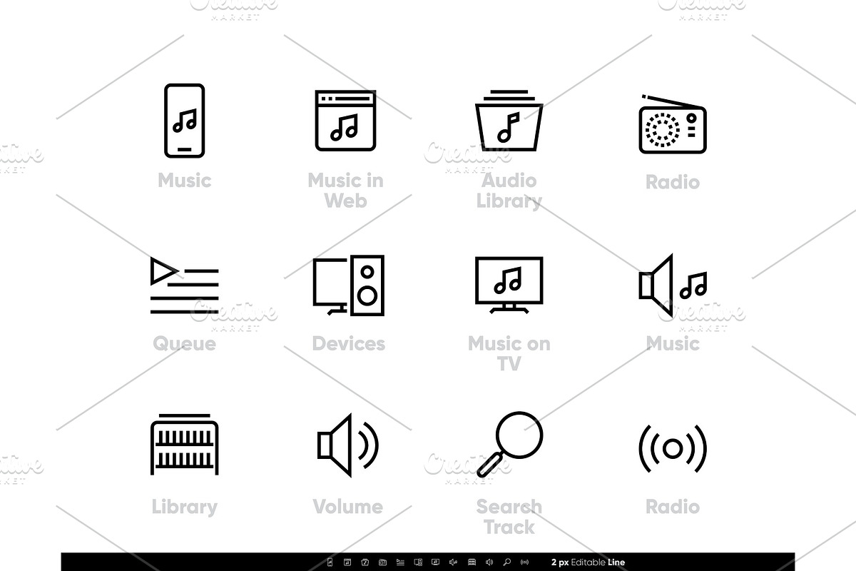 Music Stream Service icons. Music in, a Technology Illustration by theungsys