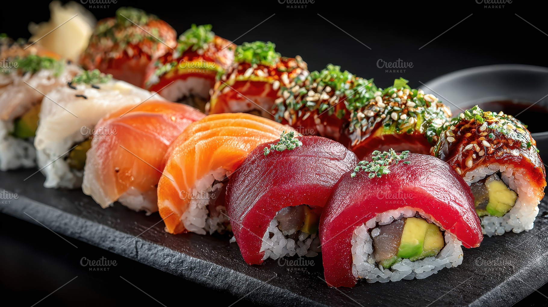 Assorted Sushi Rolls Delicious Japan, a Photo by Pixeness Studio