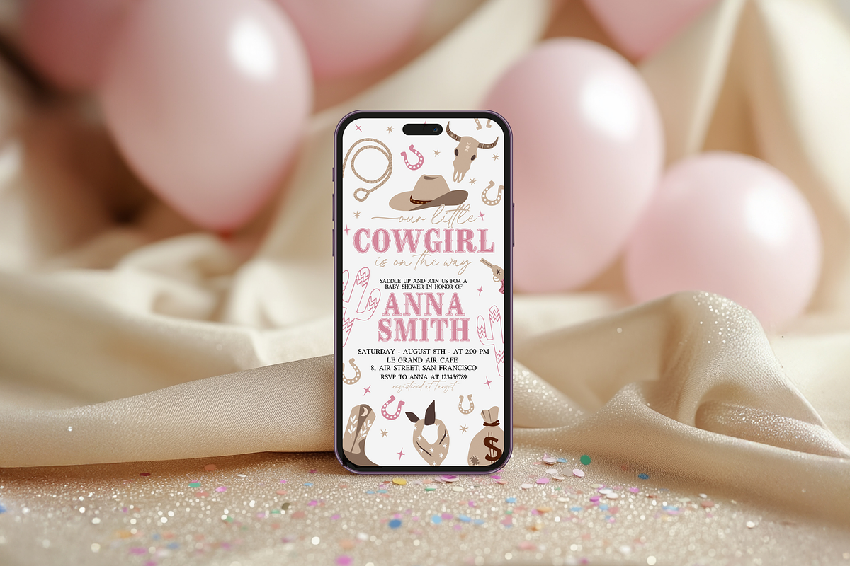 Cowgirl Invitation and Phone Invite, a Templates & Theme by VeliusCreativeStudio (Photo 5 of 5)