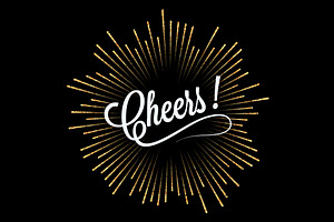 Cheers Lettering Golden Light Design