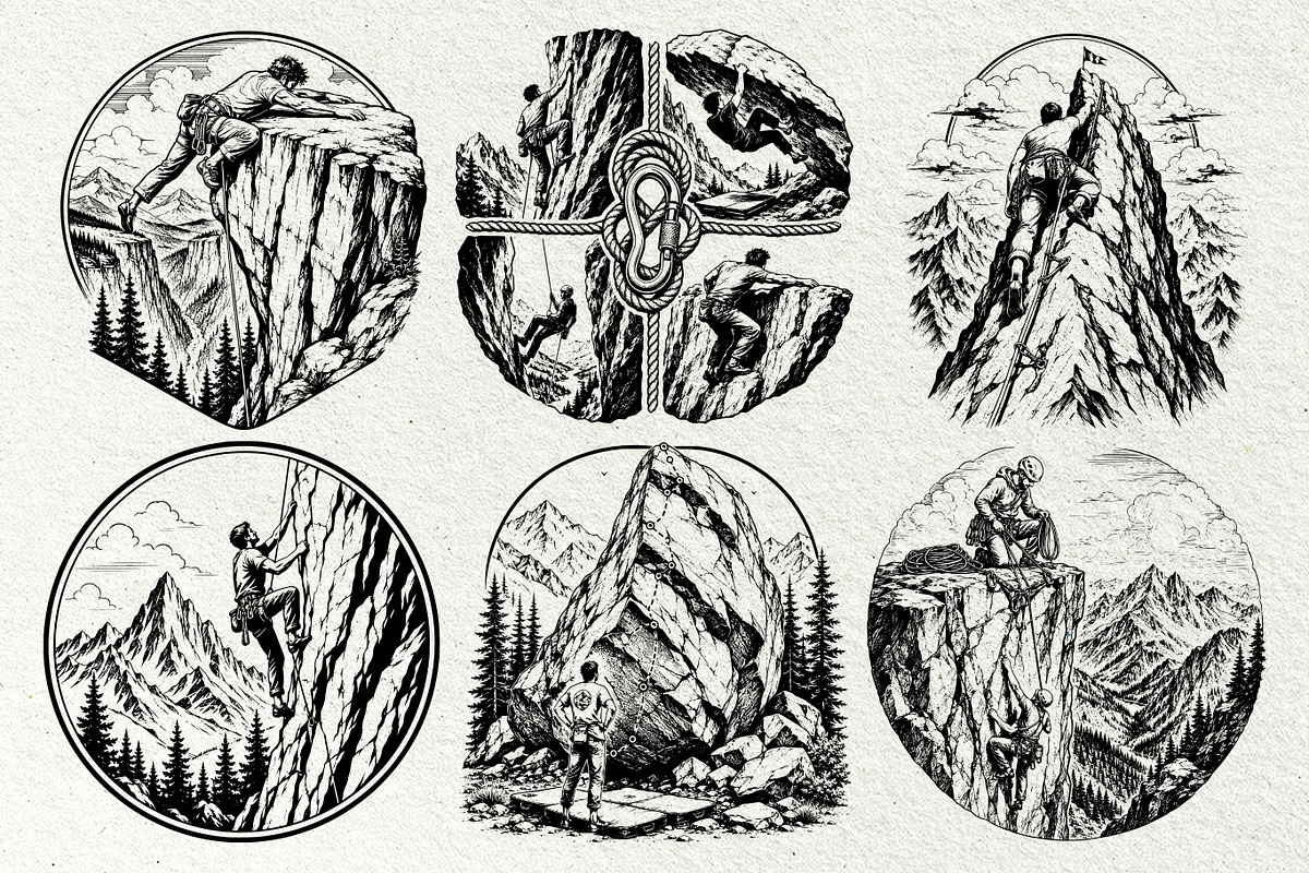 Rock Climbing Adventure Graphics, a Sport Illustration by DENIDigitalArtSudio (Photo 4 of 9)