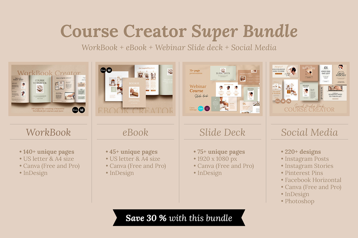4 in 1 Course Creator Super Bundle E, a Magazine Template by Mirazz (Photo 2 of 48)
