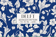 Vintage Blue Floral Seamless Pattern, a Pattern Graphic by likorbut (Thumbnail 1 of 13)