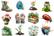 Summer Garden Watercolor Clipart, an Illustration by Designworld (Thumbnail 4 of 6)