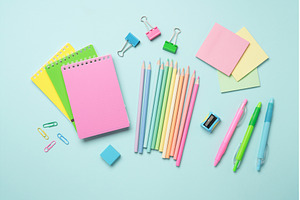 Album or sketch book on blue