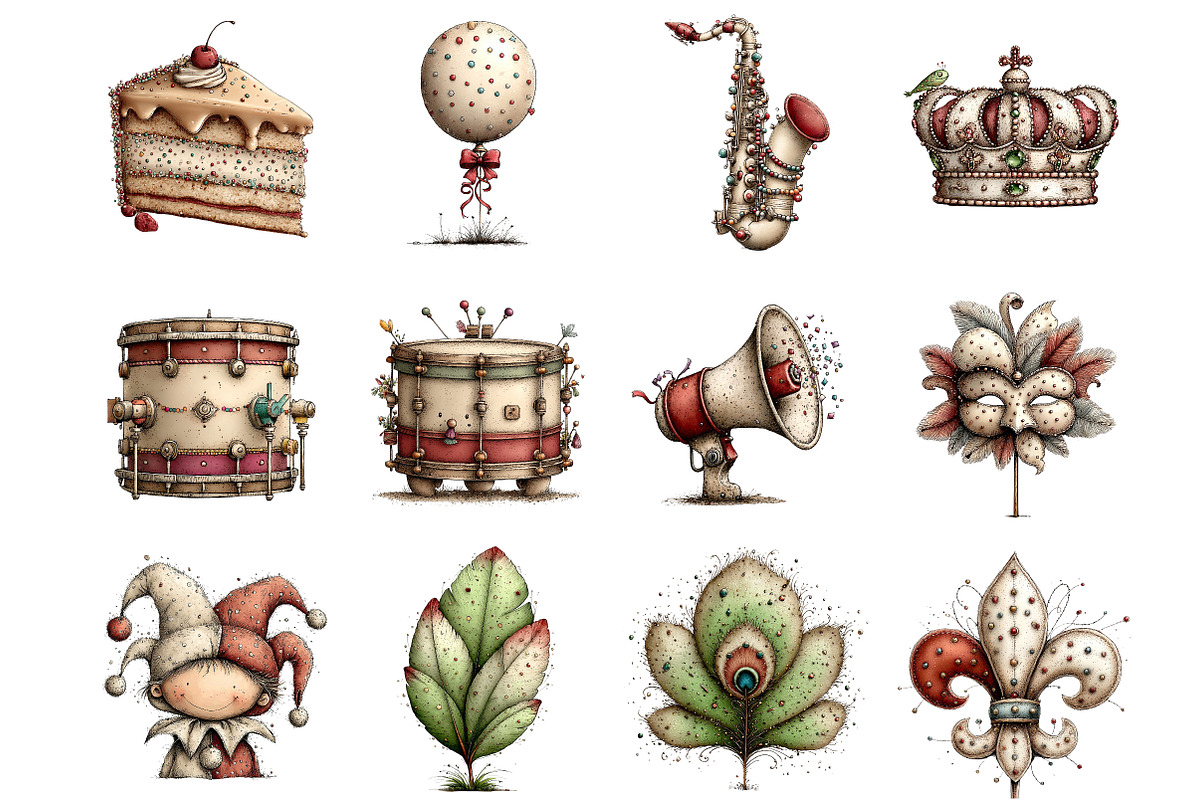 Watercolor Mardi Grass Clipart, an Illustration by DreamArtGraphic (Photo 2 of 4)