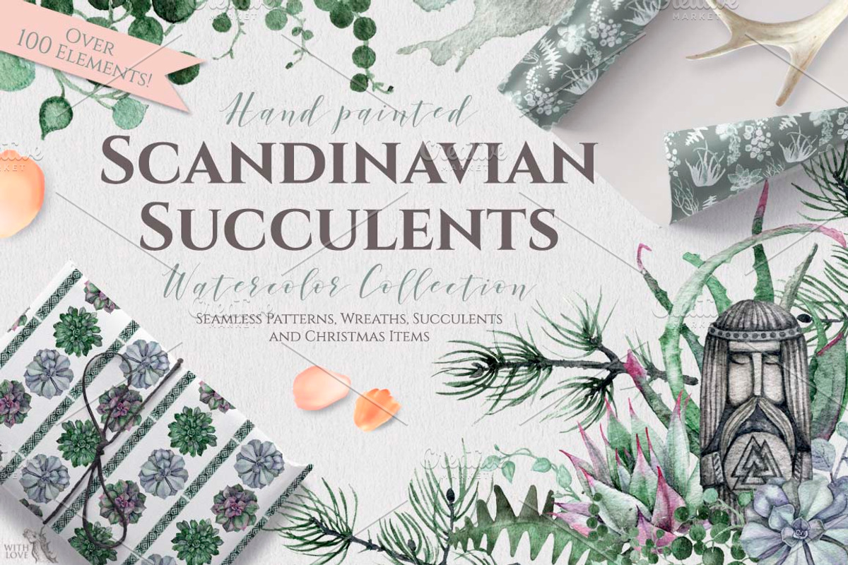Watercolor Scandinavian Succulents, an Illustration by Fluffy Unicorn (Photo 1 of 11)