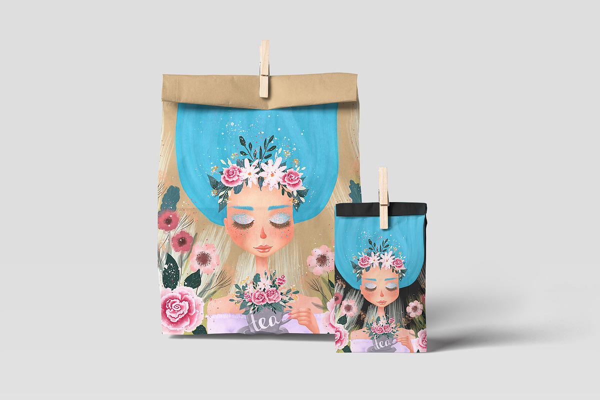 Floral Tea Girl Illustration, a Decorative Illustration by Chloe's Illustrations (Photo 6 of 10)
