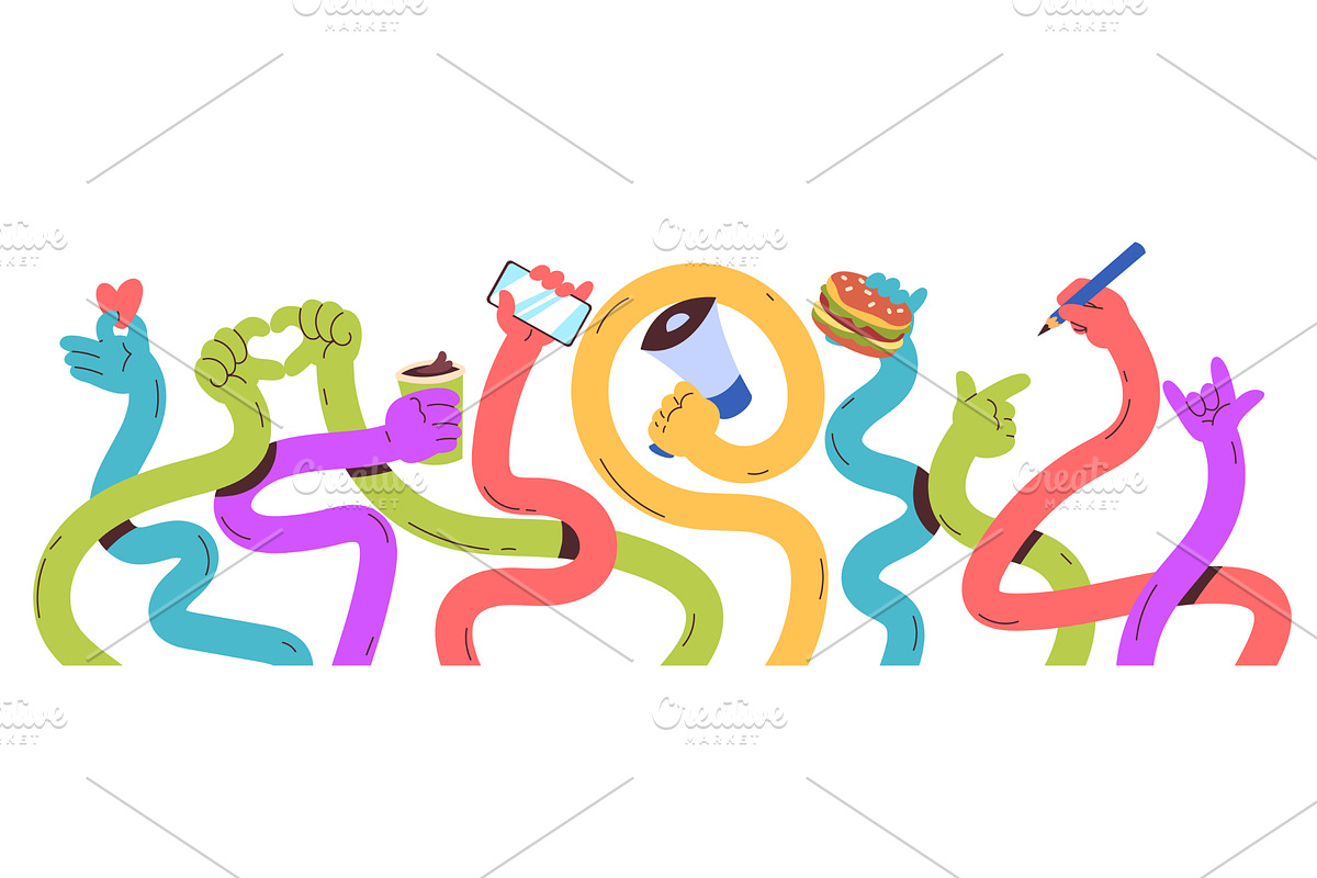 Flexible hands. Cartoon long, an Illustration by Stock-Smart-Start