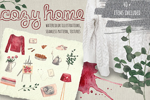 Cozy home. Watercolor collection