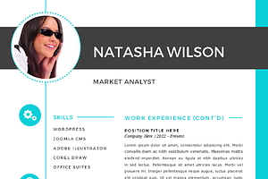 2 In 1 Turquoise Photo Word Resume