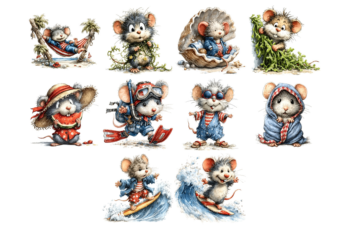 Beach Mouse PNG Clipart, an Animal Illustration by Nicolle's Colorful Art (Photo 4 of 4)