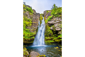 Gluggafoss or merkjarfoss a waterfall in southern iceland featuring, a Nature Photo by Leonid Andronov