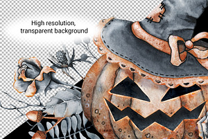 Happy Halloween Watercolor Clipart