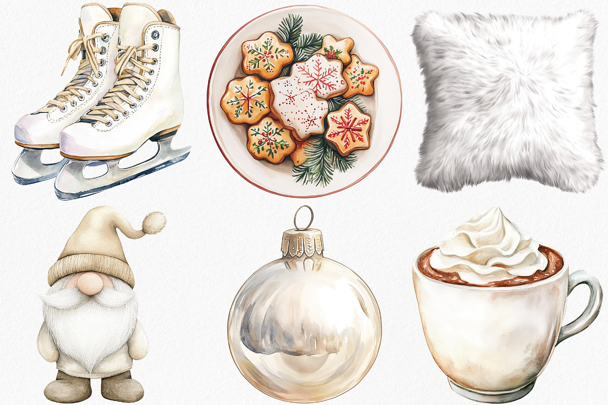 Cozy White Christmas Clipart, an Illustration by Canvas Craft (Photo 2 of 8)