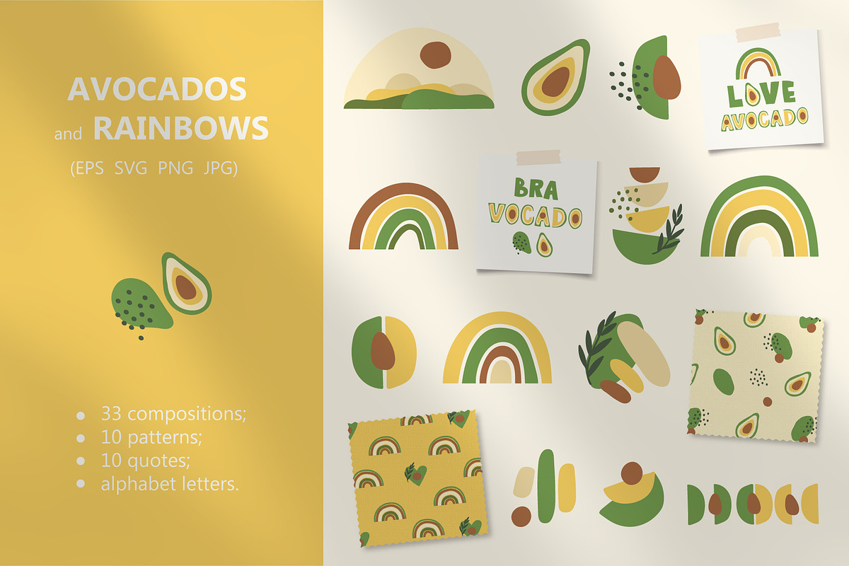 Avocado and Rainbow Collection, a Decorative Illustration by DearLetters (Photo 1 of 12)