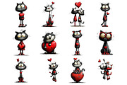Valentines Whimsical Cat Clipart, a Graphic by CitraGraphics (Thumbnail 2 of 5)