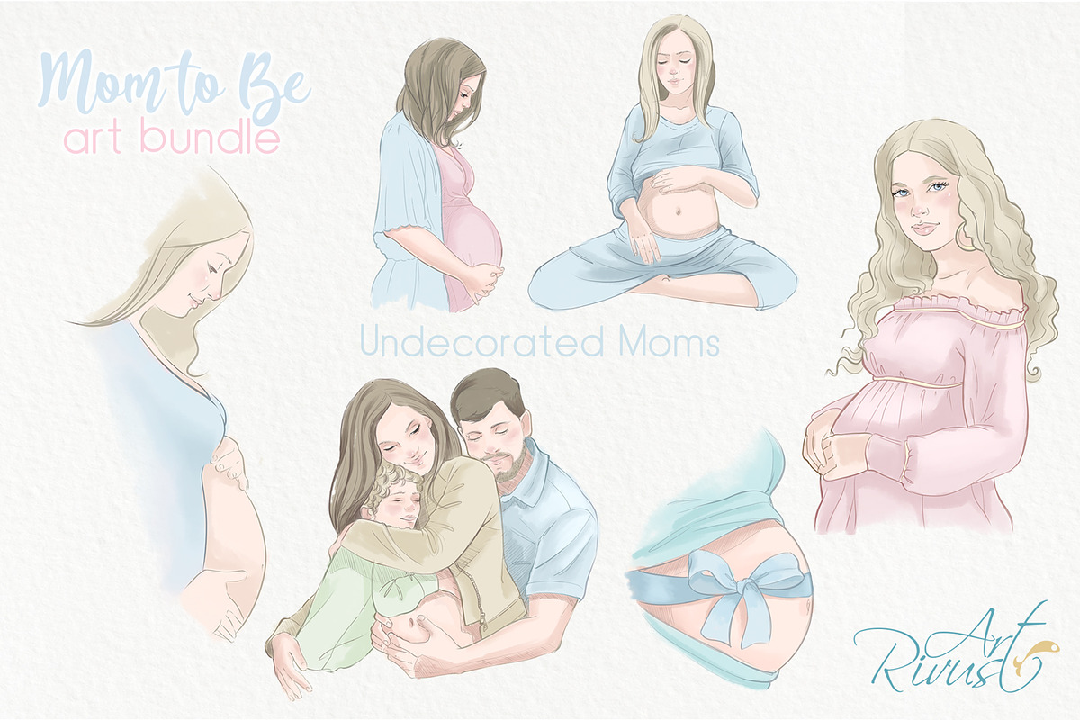 Mother to be PNG Clip Art Pregnancy, a Decorative Illustration by RivusArt (Photo 7 of 9)