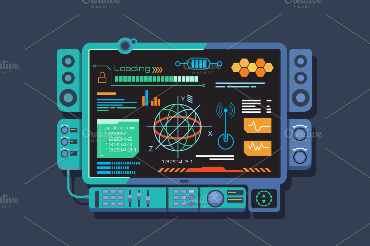 Control panel with a variety of data, a Technology Illustration by Kit8.net (Photo 3 of 3)