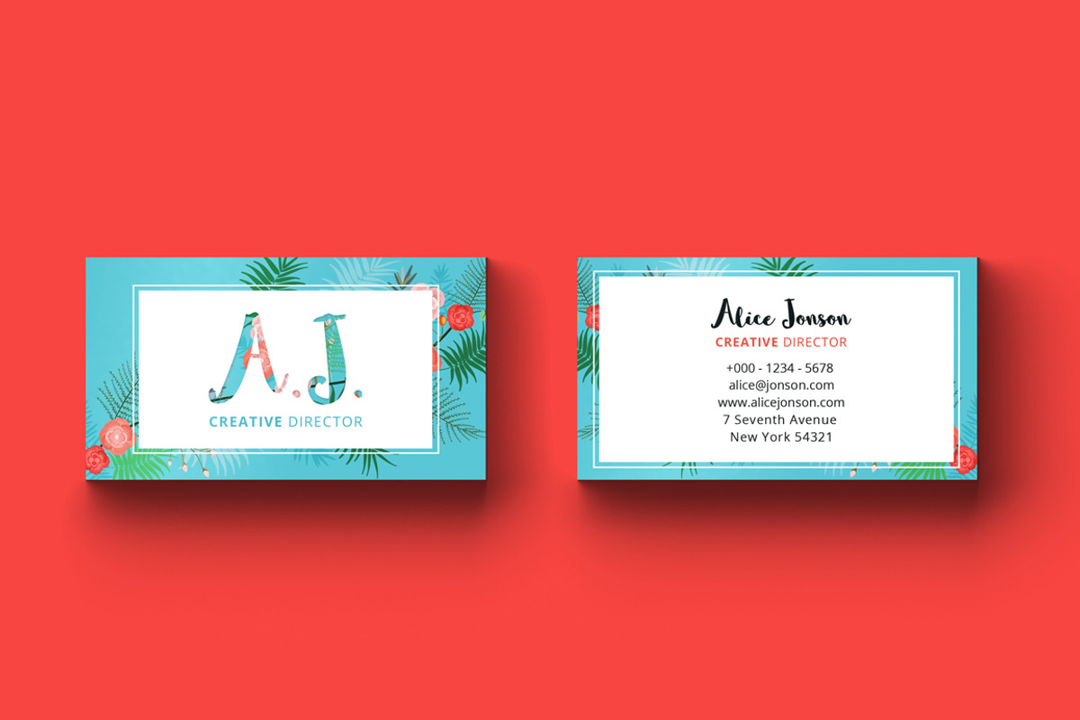 Floral Spring Business Card, a Business Card Template by land art (Photo 3 of 4)
