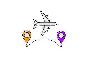 Airplane with markers icon., a Transportation Illustration by incomible