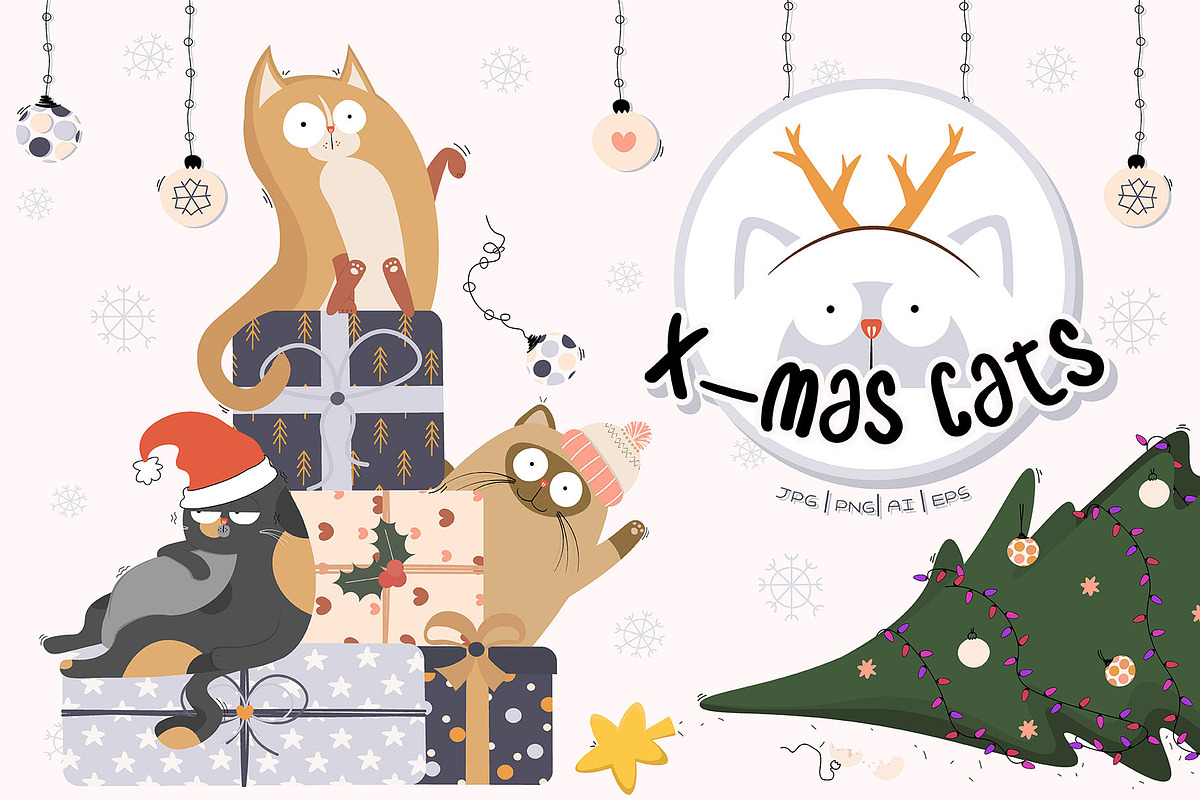 Christmas Cats., an Illustration by Julia Martyshkina (Photo 1 of 8)