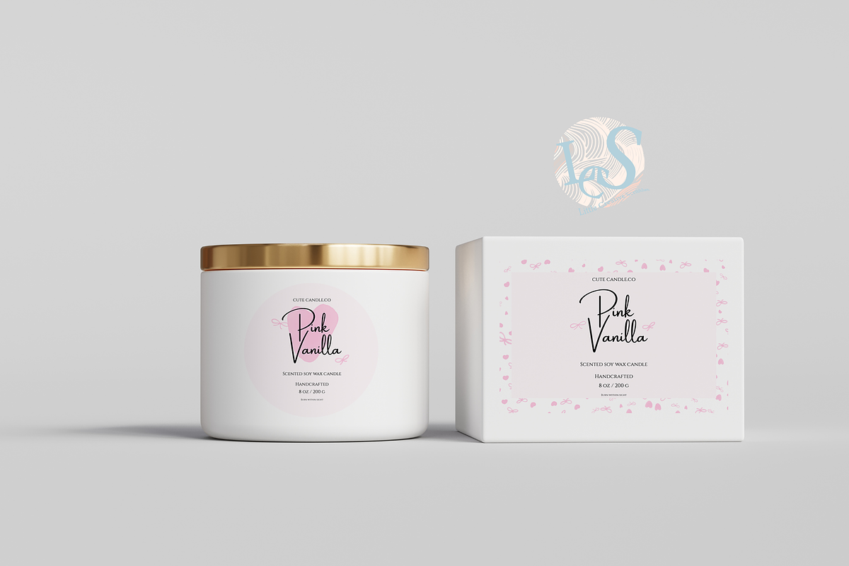 Watercolor Bow Heart Candle Labels, a Stationery Template by Little Creative Scribbles (Photo 3 of 6)