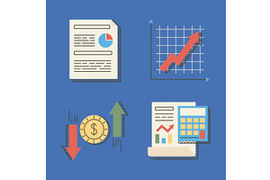 four financial economy icons, a Finance Illustration by studiogstock
