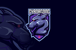 Cyborg Dog E-Sport Logo Template