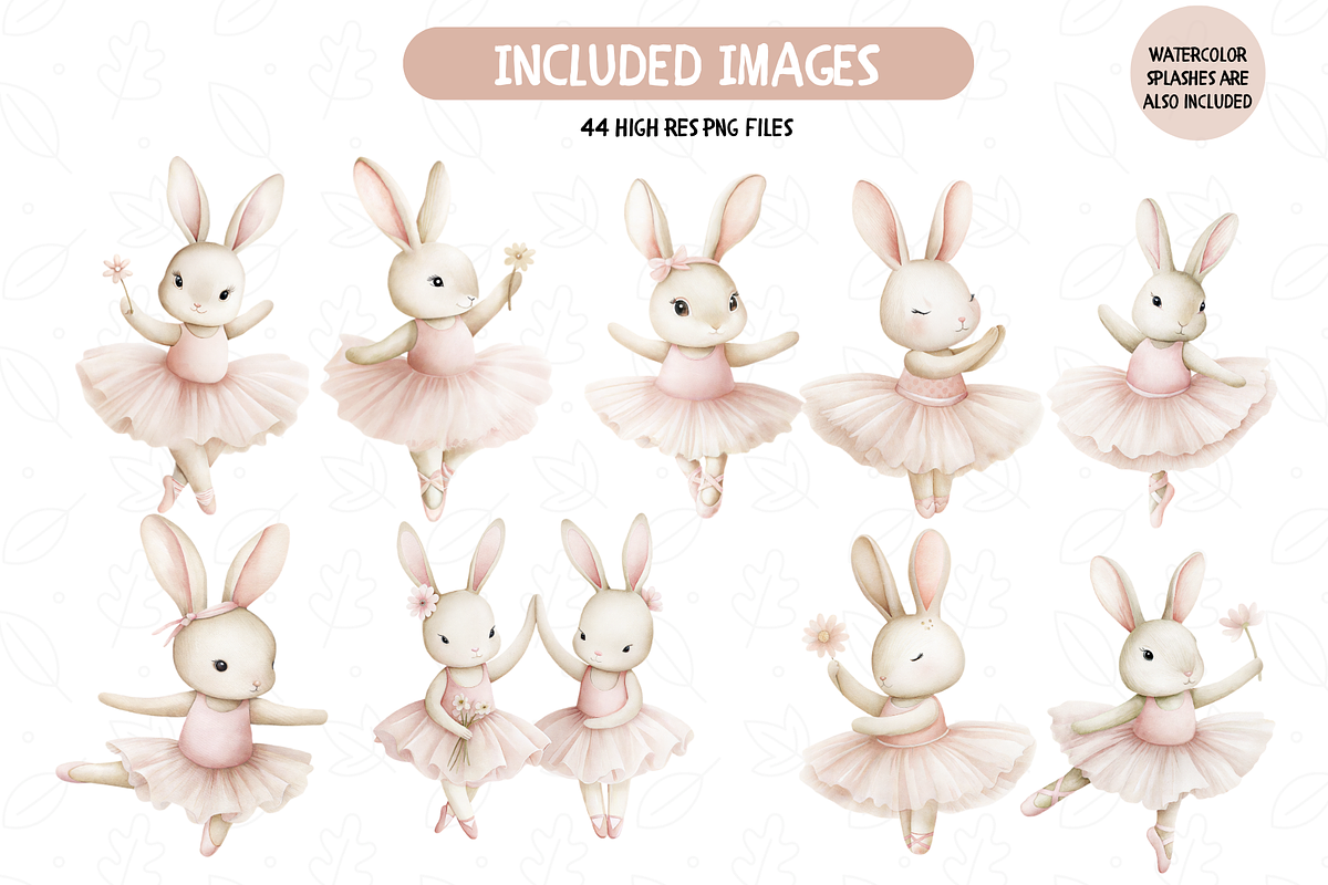 Bunny Ballerina Clipart, an Illustration by TatiMockup (Photo 5 of 7)