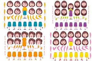 Front View Cute Girl Characters Pack, an Object Graphic by MEDZ