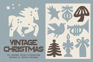 Vintage Christmas: 100 Graphics, a Seasonal Illustration by Veyla