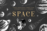 Space Collection with moon & planets, an Object Illustration by Chewie Co (Thumbnail 1 of 13)