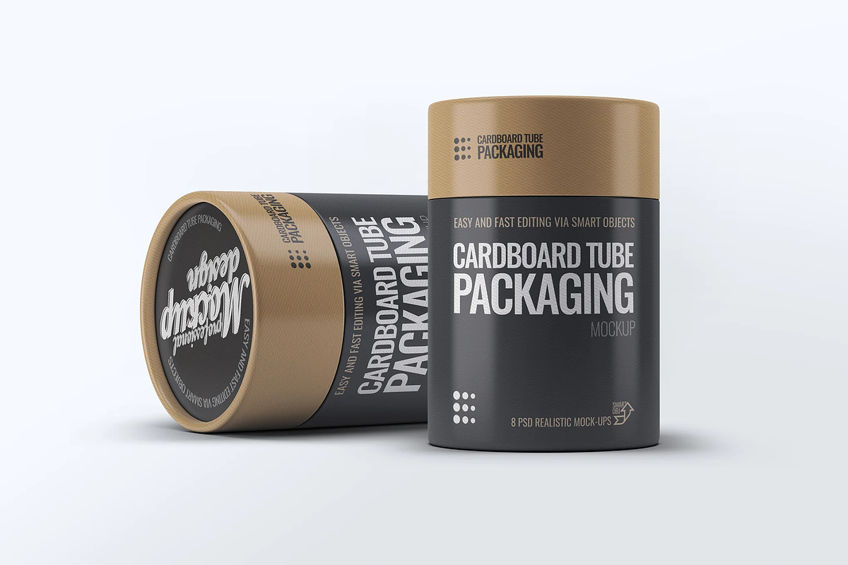 Cardboard Tube Packaging Mock-Up, a Packaging Mockup by Se٧enStudio (Photo 1 of 8)
