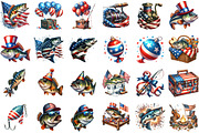Bass Fish 4th of July Sublimation Bu, an Illustration by Sublimation Artist (Thumbnail 2 of 6)
