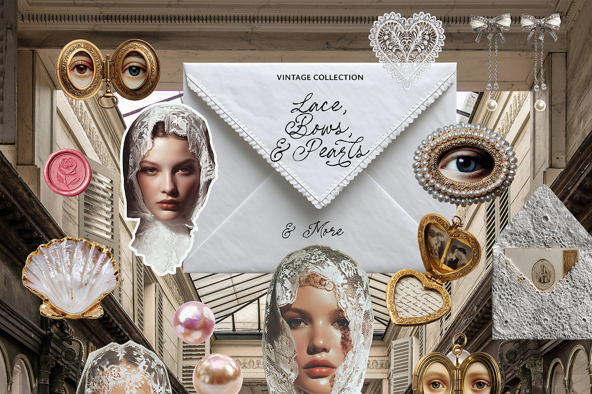 Vintage Lace, Bows & Pearls, an Object Graphic by Lana Elanor (Photo 10 of 12)