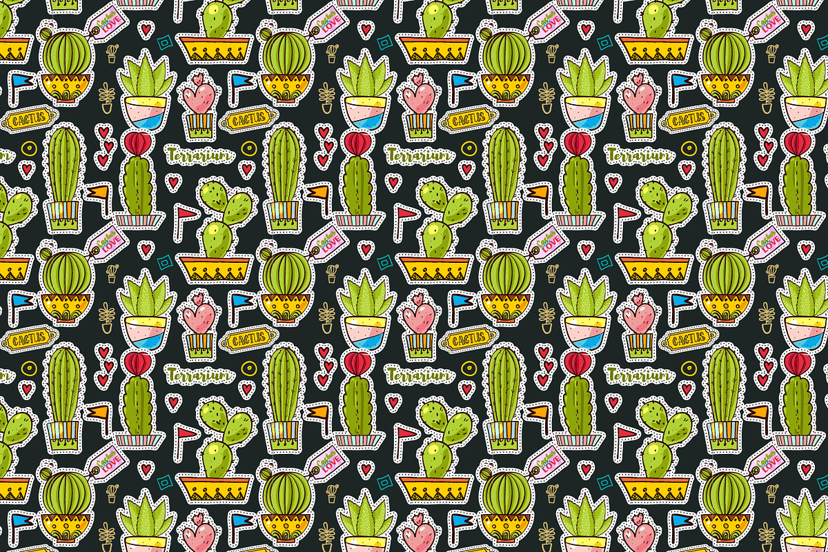 Set Fashion patches with cacti, an Illustration by KundolaArt (Photo 6 of 7)