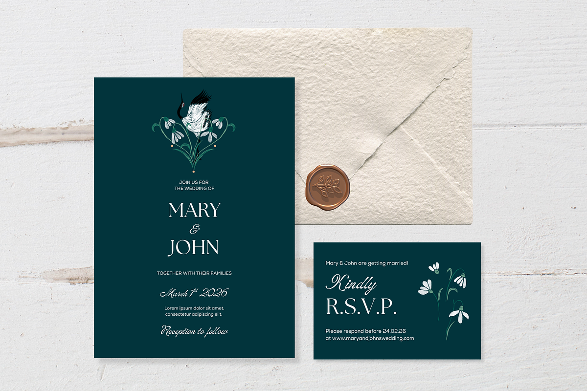 illustrated Wedding Stationery Templat preview 3
