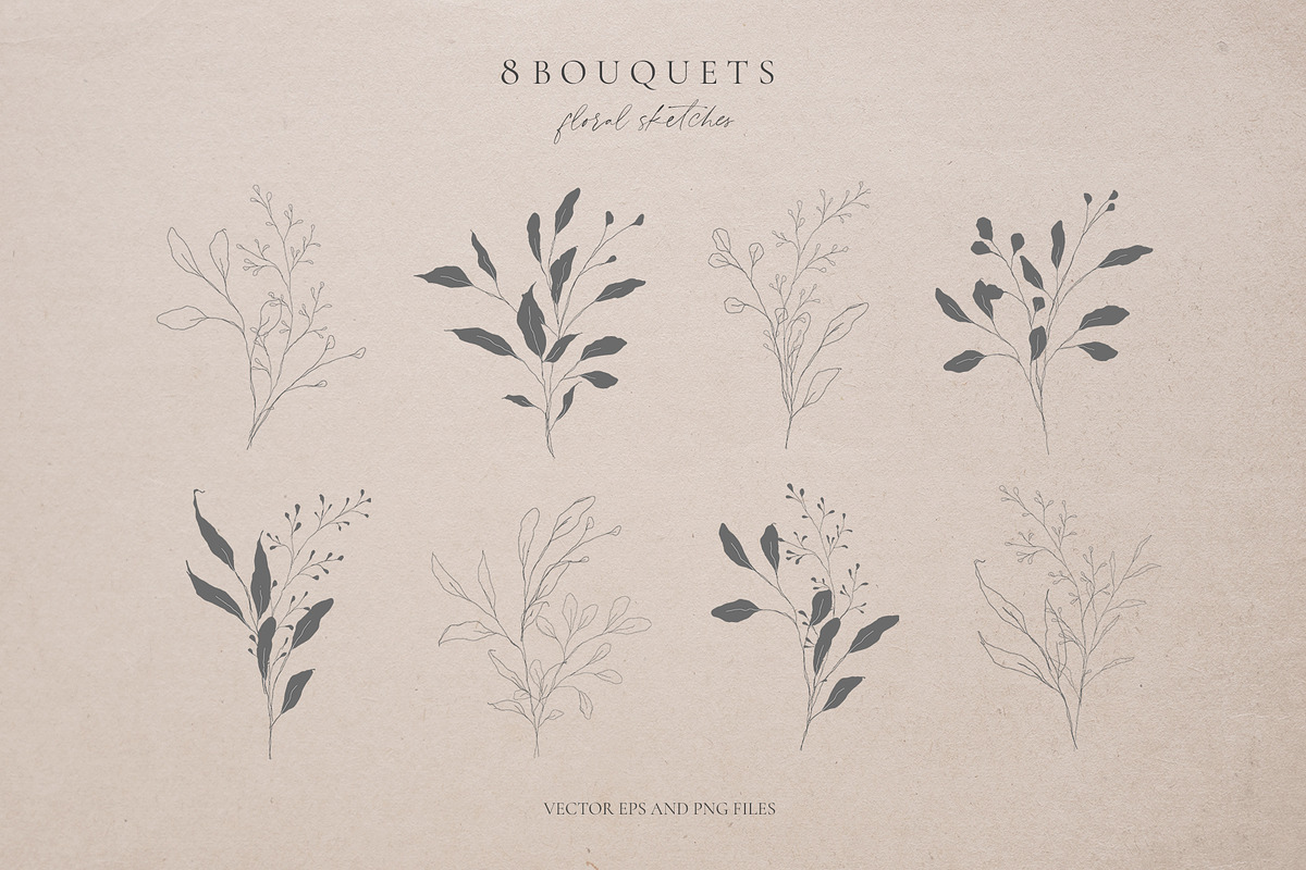 Botanical leaves - sketched florals, a Decorative Illustration by Madiwaso (Photo 4 of 14)