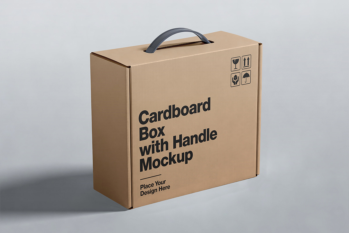 Cardboard Box with Handle Mockup, a Cups & Container Mockup by Pitchlook.Studio (Photo 4 of 4)