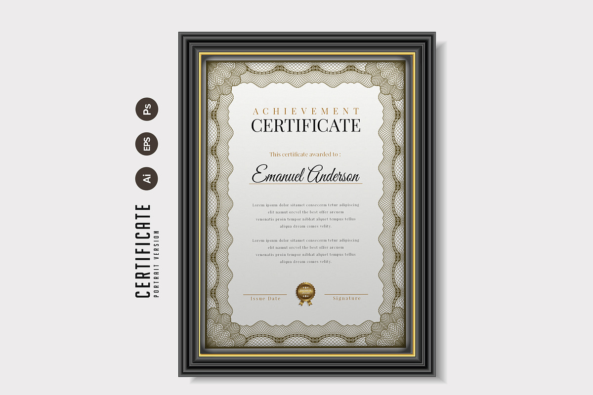 058. Achievement Certificate, a Stationery Template by CreativeRezwan (Photo 3 of 3)