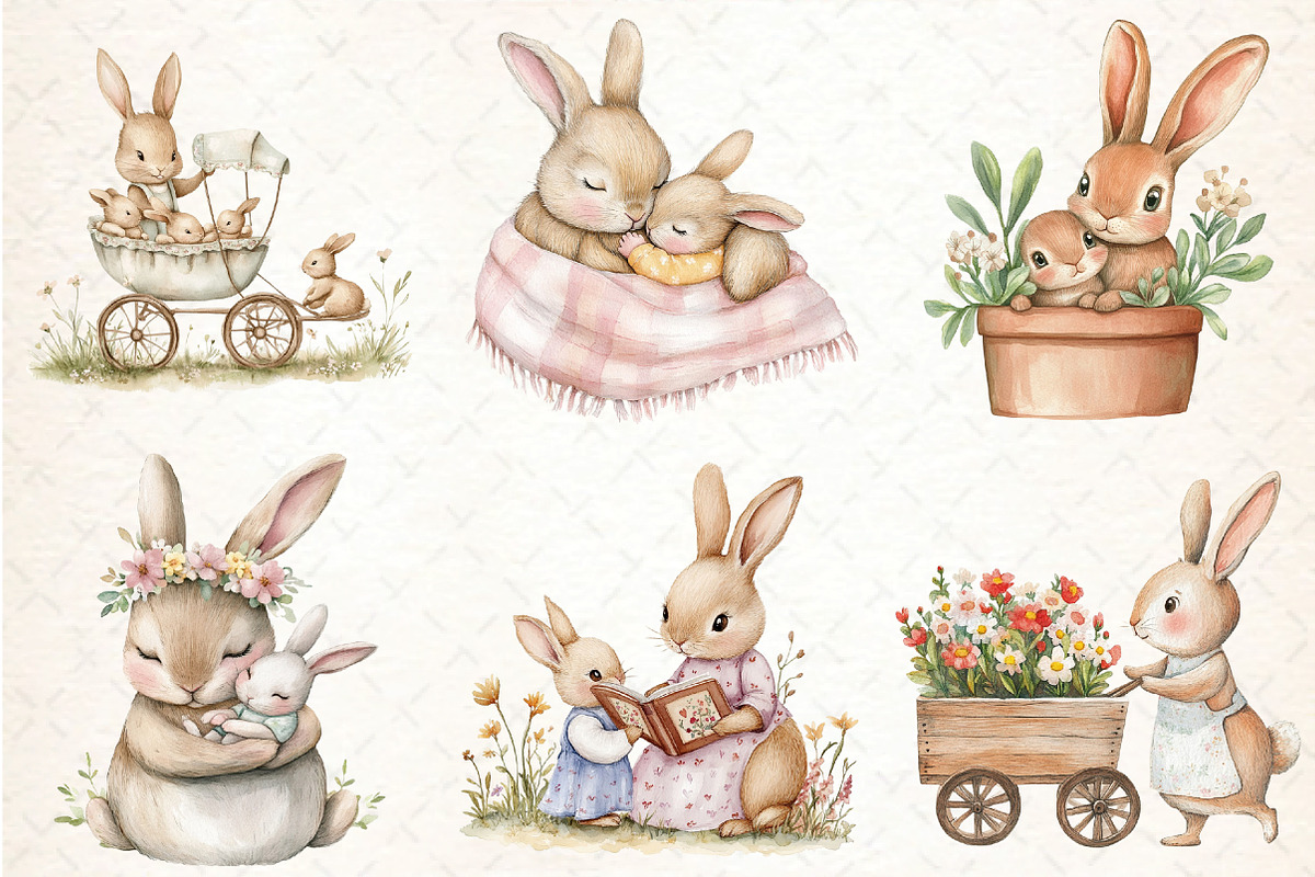Boho Bunny Clipart, an Illustration by DreamCafeArt (Photo 3 of 8)