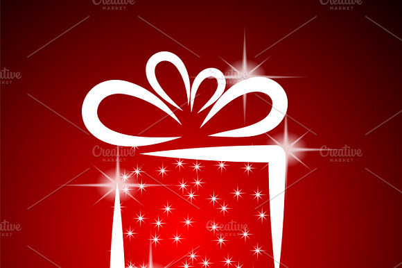 Christmas illustration with gift box preview 2