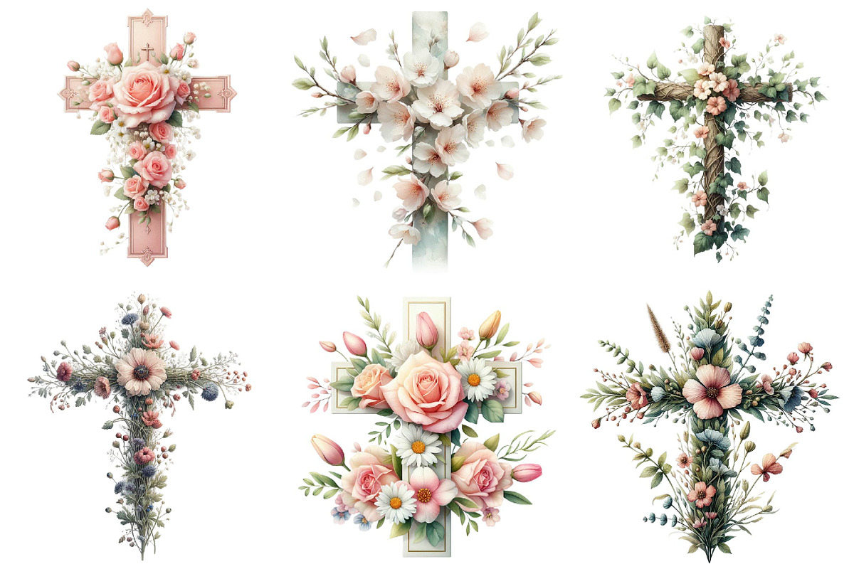 Floral Easter Cross Clipart, an Illustration by DreamPrint404 (Photo 6 of 6)