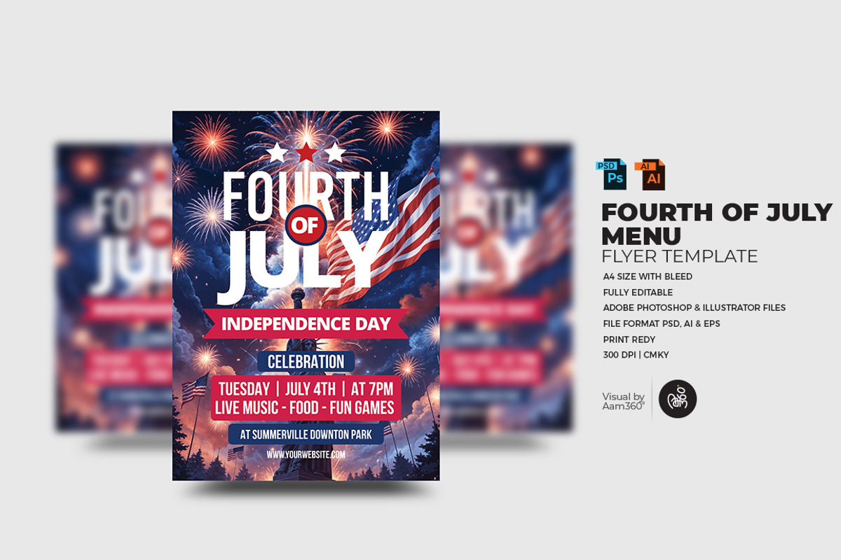 4th Of July Flyer Template, a Flyer Template by Aam360 (Photo 1 of 3)