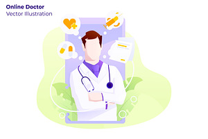 Online Doctor - Vector Illustration