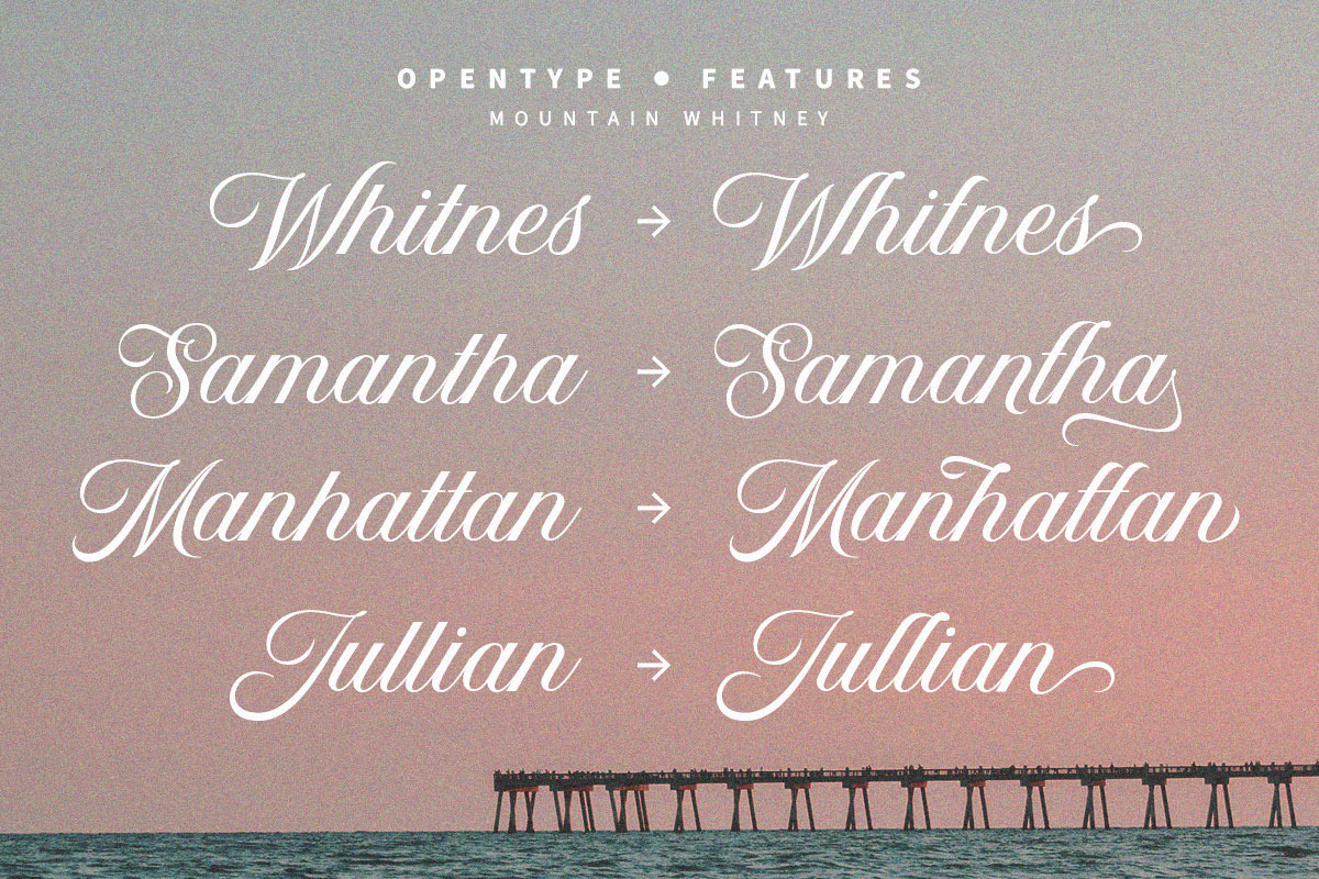 Mountain Whitney, a Script Font by Suza Studio (Photo 8 of 10)