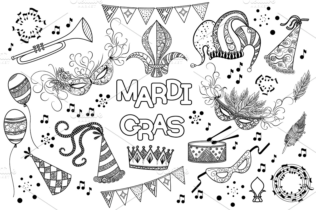 Mardi Gras Joyful Collection, a Decorative Illustration by Elinorka (Photo 8 of 9)