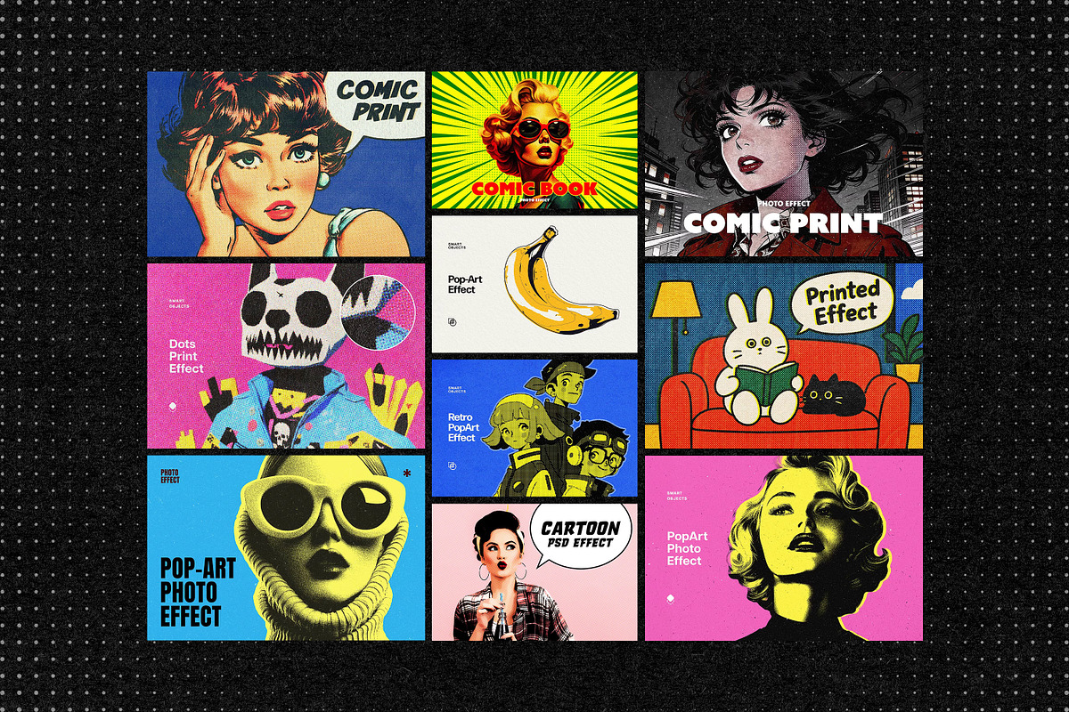 20-in-1 Comic & Pop Art Bundle, a Layer Style Add-On by pixelbuddha.net (Photo 2 of 23)